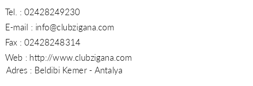Club Zigana telefon numaralar, faks, e-mail, posta adresi ve iletiim bilgileri